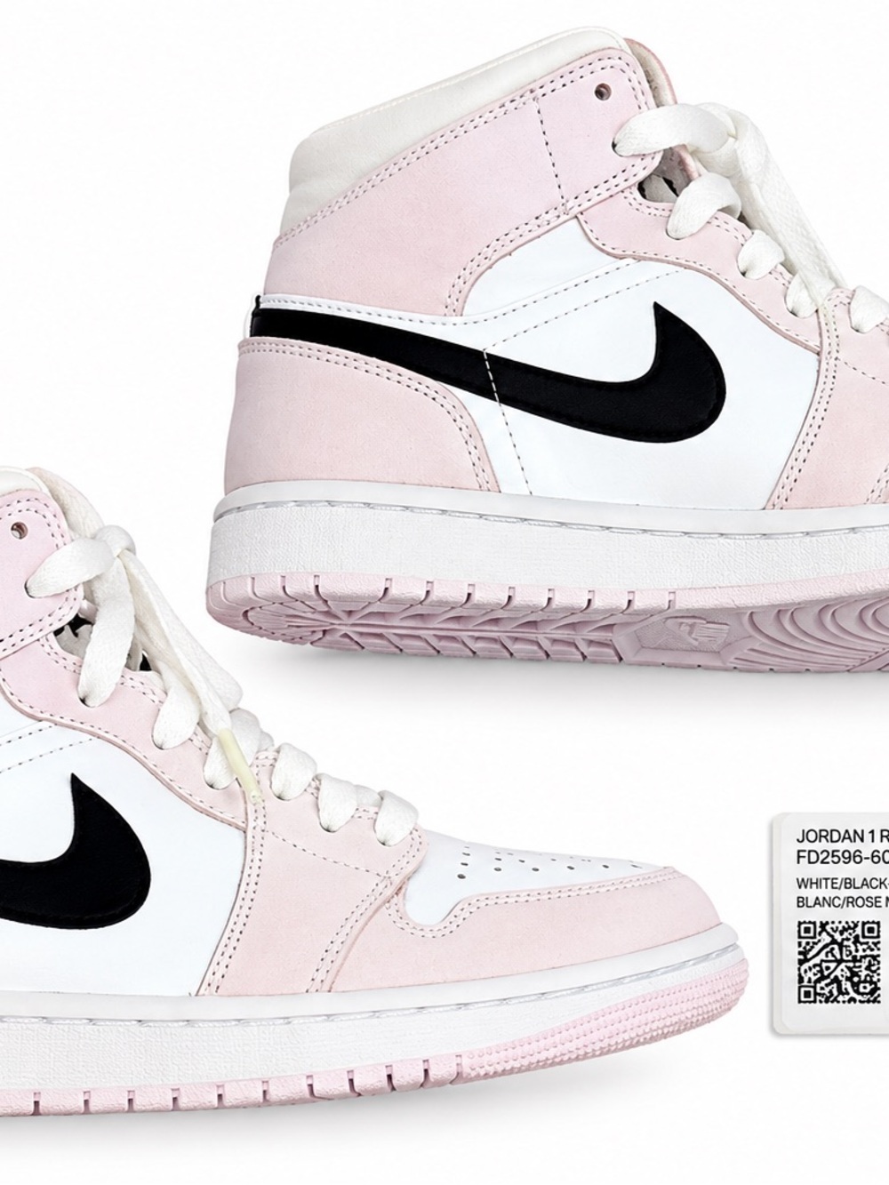 Nike Women’s Air Jordan 1 Mid Pink White with Black Swoosh